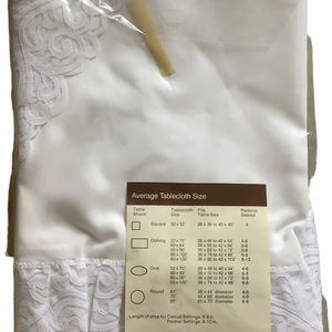 Vintage JC Penney oval tablecloth white with lace edges 67x90”